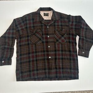 Amana Casual Button Down Plaid Shirt Size L Wool Nylon